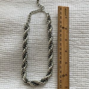 Vintage excellent condition hollow rope chain stainless steel silver necklace